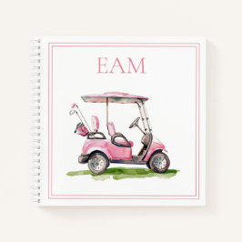 Carnet Panier de golf rose Preppy Monogramme