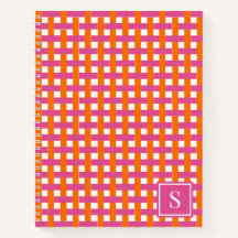 Panier Tissé Prépa - Monogramme Rose Chaude et Ora
