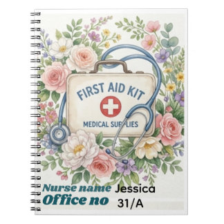 Carnet Panneau personnalisé d'infirmière scolaire, floral