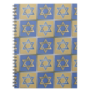 Carnet Panneaux bleus d'art d'étoile de David d'or