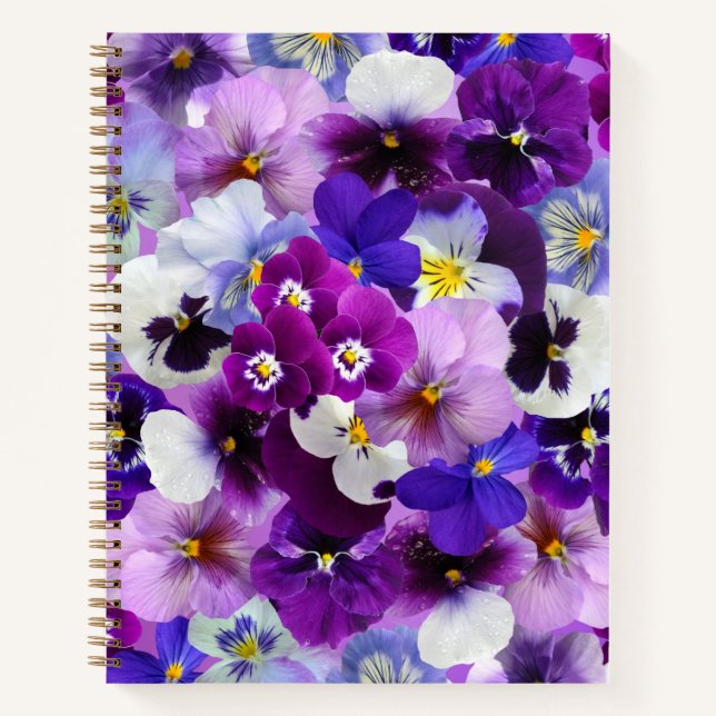 Carnet Pansies Colorées, Jolies Fleurs, (Devant)