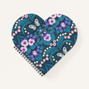 Carnet Pansies, oiseaux et papillons