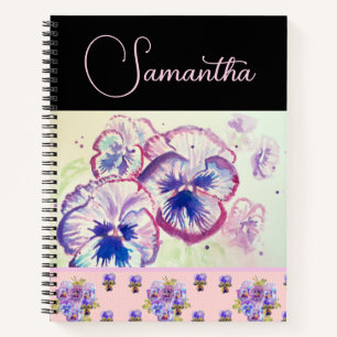 Carnet Pansies rose Pansy Aquarelle Fleurie art