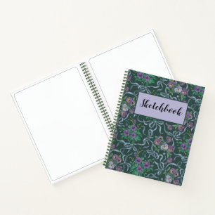 Carnet Pansies Violettes de Style Victorien Rubans Croqui