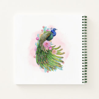 Carnet Paon de beauté à l'aquarelle verte – Spirale artis