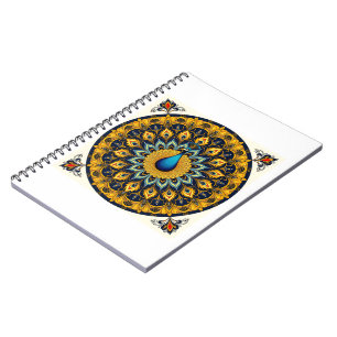 Carnet Paon décoratif sur fond blanc