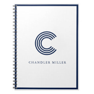 Carnet Papeterie personnalisée avec bordure bleu marine m