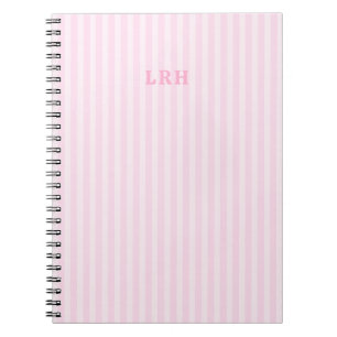Carnet Papier à motif rayures roses vintage avec 3 initia