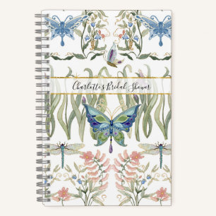 Carnet Papier Aquarelle Mariage Papillon Bleu et Rose Flo