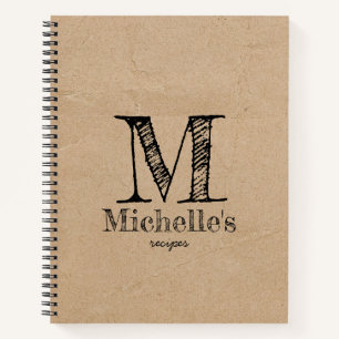 Carnet Papier Brown Rustique Kraft Look Recettes de monog