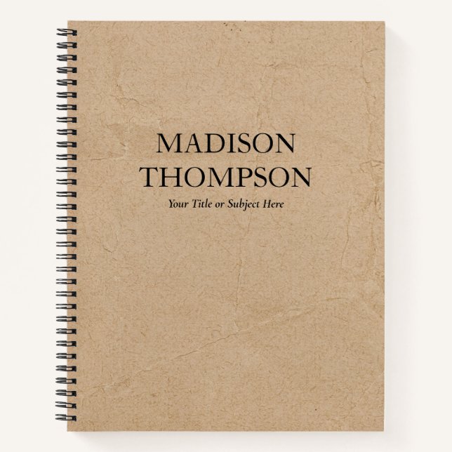 Carnet Papier Brown Rustique Kraft Simple Professionnel (Devant)