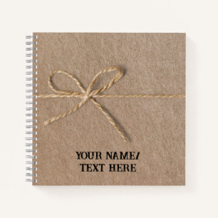 Carnet Papier brun rétro avec chaîne - texte non modifiab