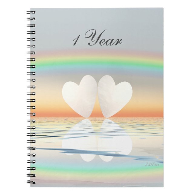 Carnet Papier cœurs 1er anniversaire (Devant)