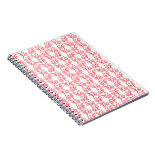 Carnet Papier d'emballage rouge et rose avec une répétiti