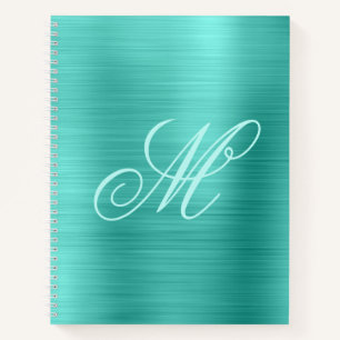 Carnet Papier fantaisie monogramme turquoise feuille