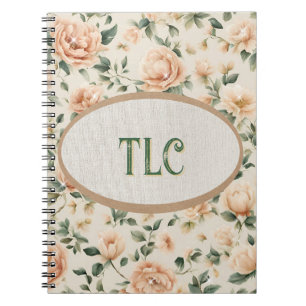 Carnet Papier floral aquarelle ivoire et pêche à motif pi