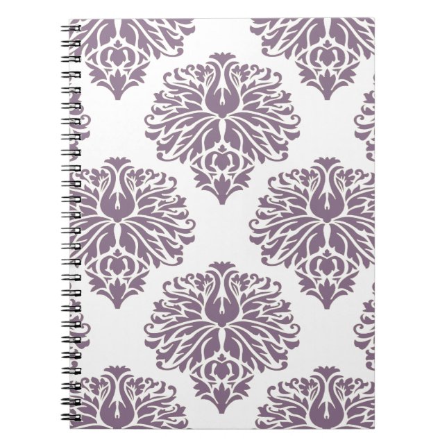 Carnet Papier Lavande Élégant Damassé (Devant)