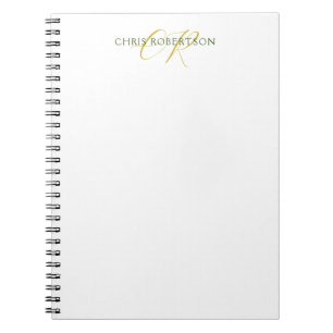 Carnet Papier Monogramme Personnalisé Or Noir Blanc Calli