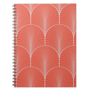 Carnet papier peint art déco rouge et gris vintage