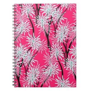 Carnet papier peint floral rétro style asiatique en rouge
