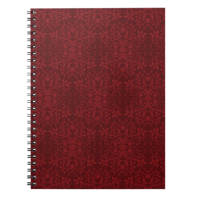 Carnet Papier peint floral rouge détaillé (Devant)
