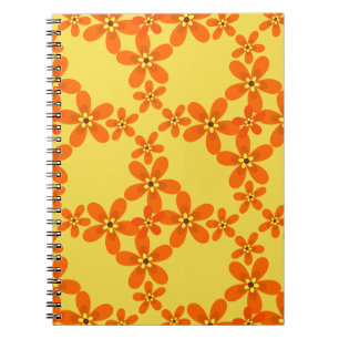Carnet papier peint rétro orange 1970
