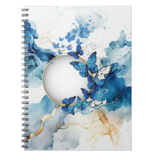 Carnet Papillon Bleu et Aquarelle avec une touche d'Or