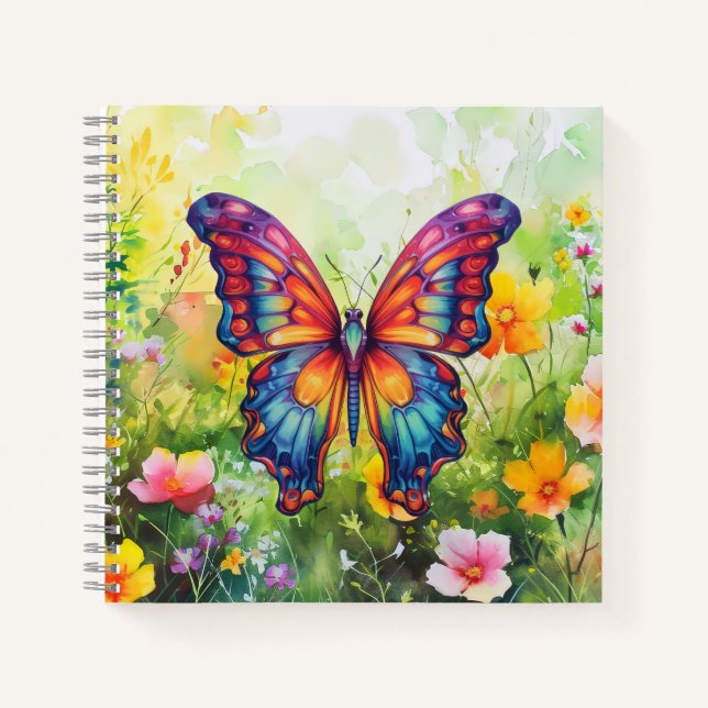 Carnet Papillon Bleu Orange ailes (Devant)