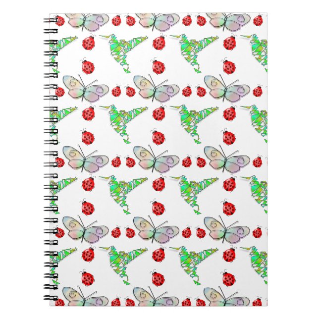 Carnet Papillon, colibri et Motif de coccinelle (Devant)