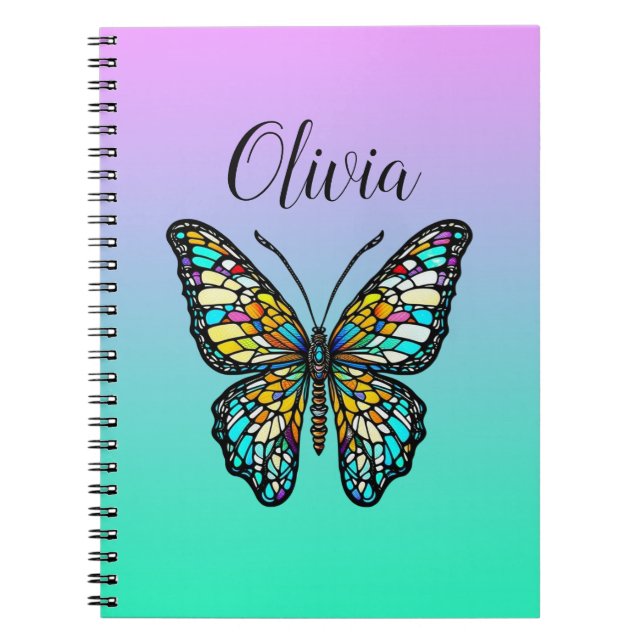 Carnet Papillon en verre coloré personnalisé (Devant)
