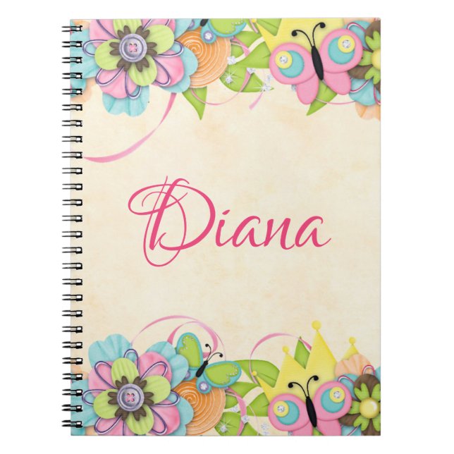 Carnet Papillon et bloc-notes floraux personnalisés (Devant)