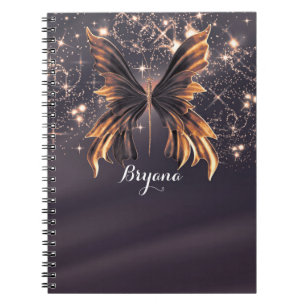 Carnet Papillon Fantastique Paillettes Dorées