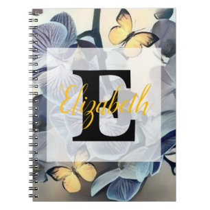 Carnet Papillon floral orchidée blanc violet jaune