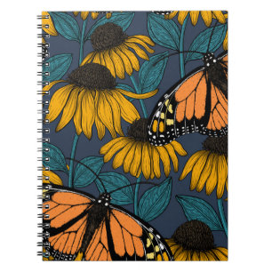 Carnet Papillon monarque sur confluents jaunes