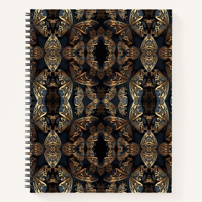 Carnet Papillon noir et doré Pattren sans couture (Devant)