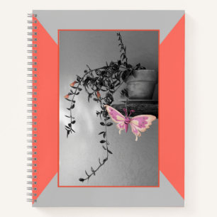 Carnet Papillon photo monochrome Peach Peach Pink