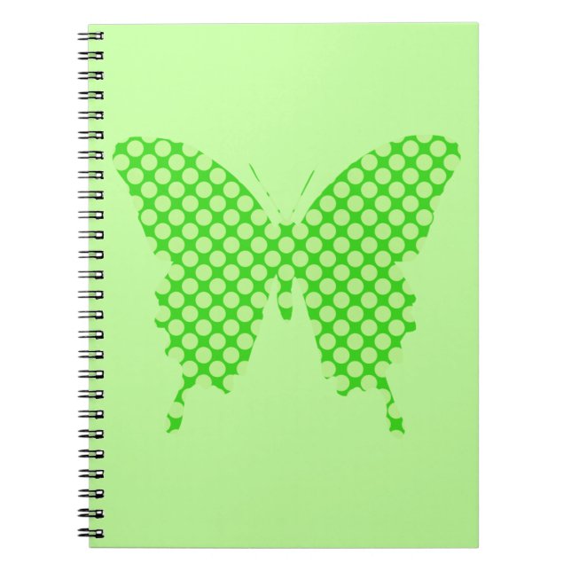 Carnet Papillon, points rétro, nuances vert citron (Devant)