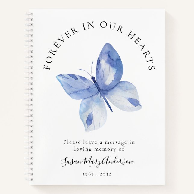 Carnet Papillon pour toujours dans nos coeurs Funérailles (Devant)