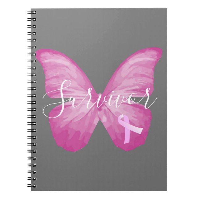 Carnet Papillon rose Cancer du sein Survivant (Devant)