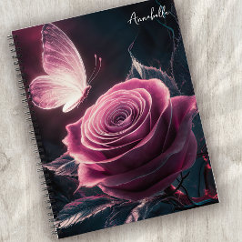 Carnet Papillon rose monogramme