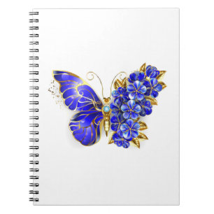 Carnet Papillon saphir à fleurs