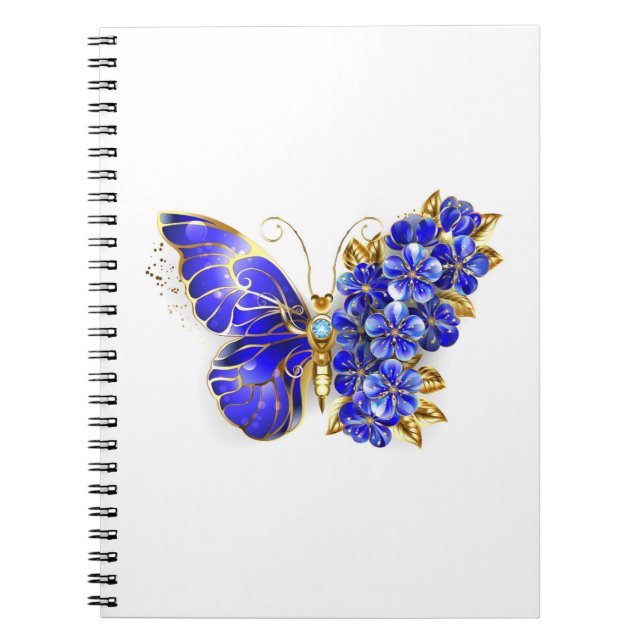 Carnet Papillon saphir à fleurs (Devant)