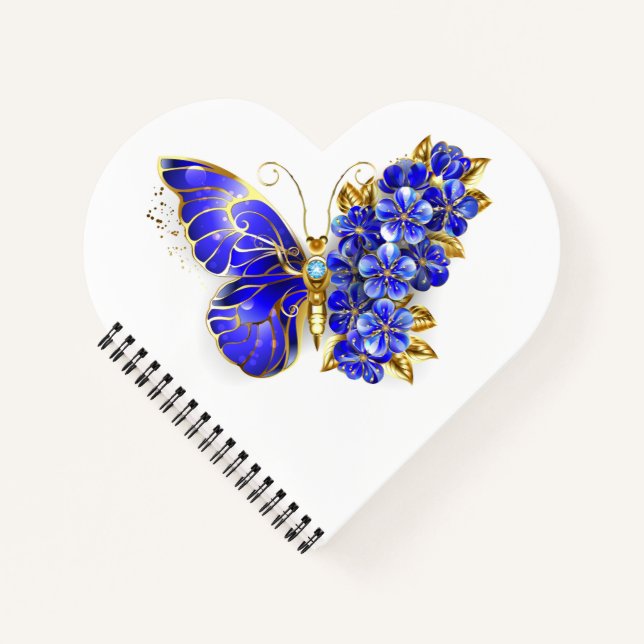 Carnet Papillon saphir à fleurs (Devant)