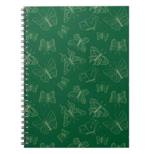 Carnet Papillon vert foncé imprimé, inspiré par la nature