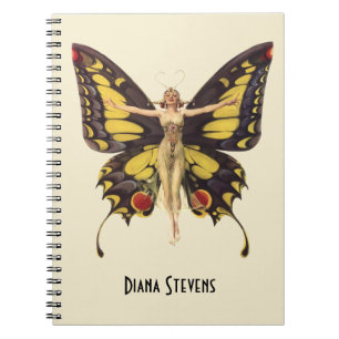 Carnet Papillon vintage Flapper personnalisé