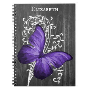 Carnet Papillon violet Rustique Ordinateur portable perso
