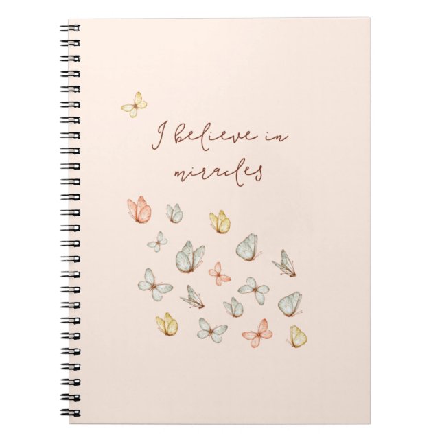 Carnet Papillons Aquarellés rose Fille (Devant)