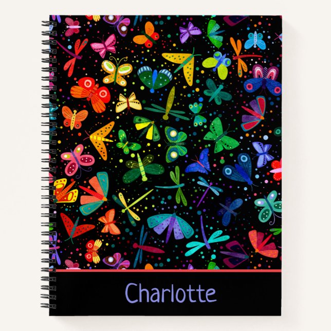 Carnet Papillons arc-en-ciel aquarelle enfants personnali (Devant)