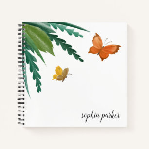Carnet Papillons d'aquarelle Volage botanique vert