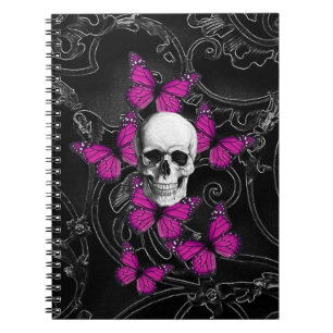 Carnet Papillons de crâne et de roses indien d'imaginair